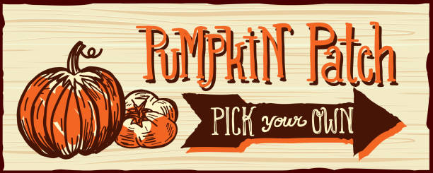 Vector+illustration+of+a+You+pick+pumpkin+patch+sign+with+old+fashioned+truck